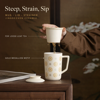 Ensemble de trois tasses à motif Baoxiang de style chinois avec couvercle, filtre, infuseur à thé, tasse à eau de bureau, cadeau, vente en gros