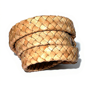 Hot Sale 4mm Flat Natural Vintage Finish 12-Ply <b>Braided</b> Leather <b>Cord</b> 12x6mm for DIY Bracelets and Accessories Wholesale Price - Product Image 1
