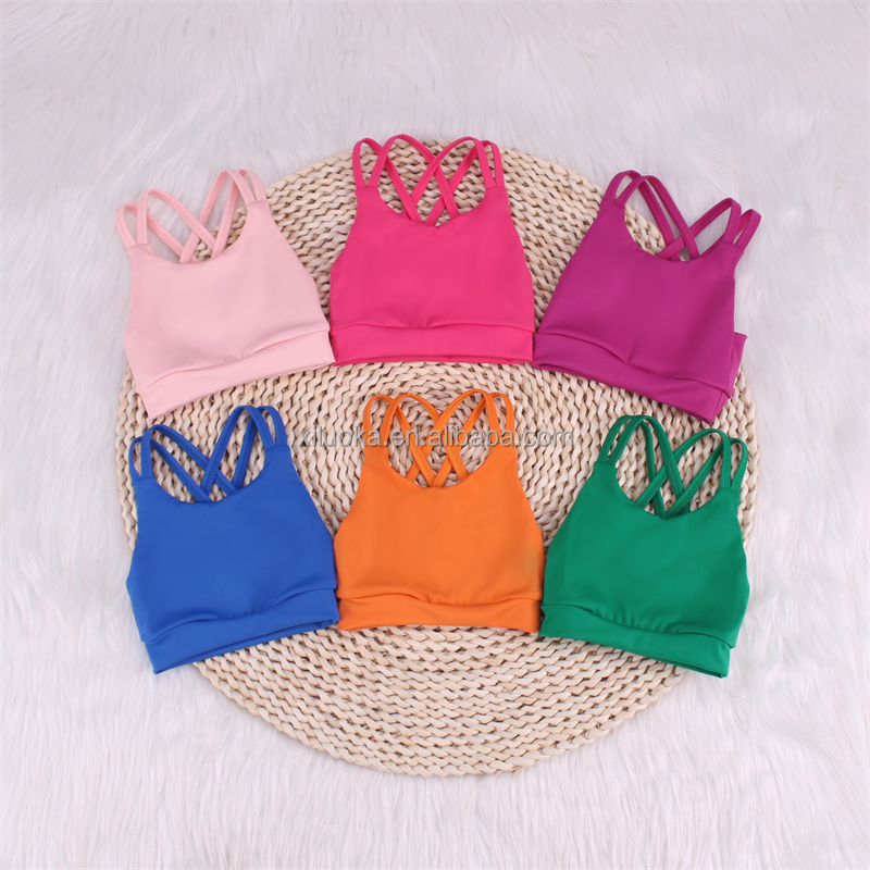 New Arrival Solid Color Kids Yoga Custom Design Kids Sports Tank Top Quick Drying Youth Fitness Clothes