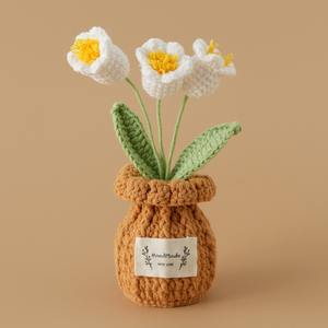 Jarrones de Flores de Lirio de Lana Tejidos <span class=keywords><strong>a</strong></span> Mano, Plantas Artificiales en Maceta, Adornos de Flores Preservadas, Puestos de Venta en el Mercado - Product Image 3