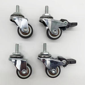 Cabeza giratoria de una rueda para SILLA, rodamiento de bolas de TPR marrón, ruedas cromadas de escritorio, de oficina vintage - Product Image 5