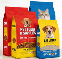 Sacs d'emballage personnalisables imprimables en PE de qualité alimentaire avec soufflet latéral, enduits aqueux pour aliments pour chiens, chats et friandises pour animaux de compagnie