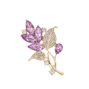Crystal <b>Leaf</b> Rhinestone Brooch Women's Fashion Party Accessory Zinc Alloy Claw Setting Dark Blue <b>Light</b> Purple Deep Purple 6x4cm - Product Image 5