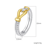 Bague Croix Bicolore en Acier Inoxydable pour Femme, Collection Automne Hiver 2025, Bande Texturée Tressée, Plaqué Or PVD, Bague de Luxe, Idée Cadeau