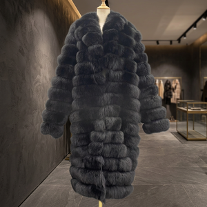 Manteau d'hiver personnalisé en fourrure de renard noir, imperméable, réversible, rembourré de duvet, longueur intégrale, pour homme - Product Image 2
