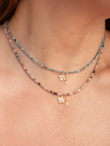Collier ras du cou en acier inoxydable de haute qualité, perles facettées minimalistes en pierres précieuses de 2 mm, bijoux faits à la main, cadeaux pour <span class=keywords><strong>elle</strong></span> - Product Image 1