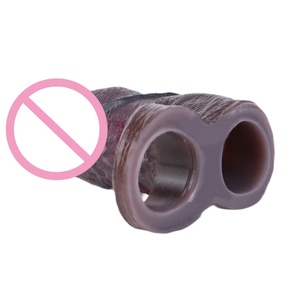 ปลอกอวัยวะเพศชายแบบซิลิโคน OS-AHJ5025 รุ่น Realistic Penis Enlargement สีดำ แบบกลวง ใช้ซ้ำได้ ของเล่นทางเพศสำหรับคู่รัก ช่วยชะลอการหลั่ง - Product Image 4