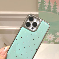 Nouvelle coque de téléphone portable noire à pois pour iPhone 17 Pro Max 15 12, coque antichoc avec bord argenté et protection arrière anti-chute
