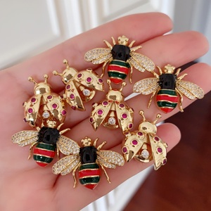 BD-B7218 nuovo orecchino coccinella accessori gioielli scarabeo insetti volanti oro placcato 18K <span class=keywords><strong>orecchini</strong></span> a bottone zircone per donna - Product Image 2