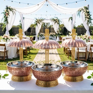 Plat à réchaud commercial 8L en or rose gaufré avec dôme suspendu pour mariages de luxe, hôtels de charme et services de traiteur pour petites entreprises - Product Image 3