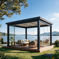 Pérgola grande de aluminio para exteriores con techo de lamas ajustables, impermeable y motorizada, para patio trasero o terraza (3x3m a 6x4m)