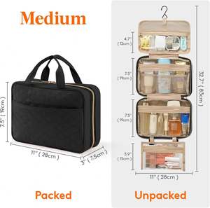 Bolsa de Maquillaje Rosa Grande para Colgar, Organizador de Cosméticos de Viaje para Mujer - Product Image 3