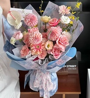 Papier d'emballage floral de style peinture à l'huile sicilienne, papier artistique FengHua pour bouquets