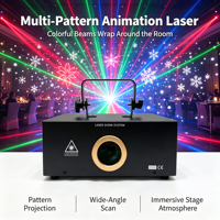 Système d'éclairage laser de scène 3D à faisceau animé 2W RGB Mini ILDA DMX512 IP33 en alliage d'aluminium pour DJ, club, fête, mariage