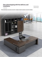 Bureau de direction moderne en forme de L, bureau de patron en bois de haute qualité avec tiroirs de rangement et ensemble de chaises pour mobilier de bureau