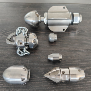 Amjet thép không gỉ Turbo Quay vòi phun thiết lập làm sạch 50-600mm Đường kính ống tùy chỉnh giao diện để làm sạch đường ống thoát nước. - Product Image 3