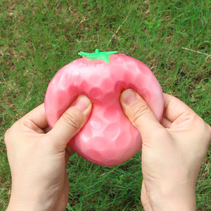 Botu Simulated Color-changing Discolored Strawberries Squeeze Toy Sensory Pinch Decompression Toy <b>Fidget</b> Toy Kids Tricky - Product Image 3