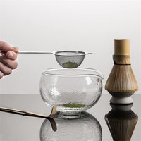 Tasse en verre texturé avec bec verseur Style japonais cérémonie du thé vert Chawan grand verre salade bouillie jus Matcha bol