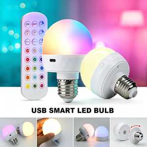 RGB <span class=keywords><strong>LED</strong></span>-Glühbirne USB 5V Aufladbar Smart Fernbedienung Dimmbar für Schlafzimmer Nachttisch Wohnzimmer Bar <span class=keywords><strong>LED</strong></span>-Beleuchtungskörper - Product Image 1