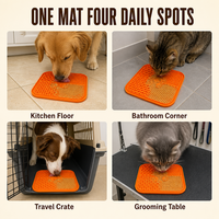 Tapis de léchage pour animaux de compagnie BPlus en silicone, bol de distribution lente pour animaux, tapis de léchage pour chien à ventouse, alimentation lente avec design multi-textures pour yaourt et cacahuètes