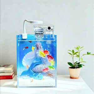 Aquarium de bureau 3D ultra-clair style sombre - Bassin à poissons auto-circulant - Product Image 6