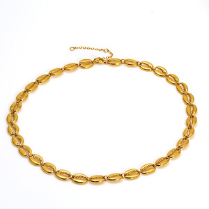 Zogxin Gold Shell Necklace And <b>Bracelet</b> <b>Set</b> Oval Geometric Design For Party Wear - Product Image 5