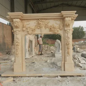 Grande cheminée de salle à manger en marbre, décoration intérieure de taille personnalisée, luxueux, fournitures d'usine