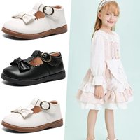 Chaussures habillées élégantes en cuir PU souple avec nœud papillon, fermeture auto-agrippante, légères, pour filles de 6 ans, idéales pour les mariages (vente en gros)