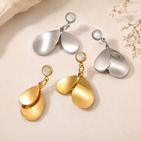 Boucles d'oreilles pendantes minimalistes SUMMLY pour femmes, double goutte d'eau, plaqué or 18 carats, acier inoxydable, bijoux de mode