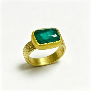 Anello con dettagli incisi a trama blu-verde, regalo di gioielleria retrò da donna - Product Image 5
