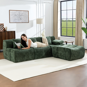 Fast Delivery Time Meroow MS3 UK Stock Bamboo-Style Living Room Modular <b>Sofa</b>, Fast Shipping 45cm High Seat Sectional Couch - Product Image 2