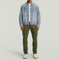 Veste en jean bleu clair de haute qualité sur mesure OEM, veste en jean rétro pour hommes