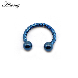 Alisouy, 1 pieza, 16G, 6/8/10mm, bola torcida, herradura, anillo de nariz falsa, Clip C, BCR, <span class=keywords><strong>Piercing</strong></span> para tabique labial, anillos de nariz <span class=keywords><strong>Falso</strong></span>, Aro para mujeres y hombres - Product Image 4