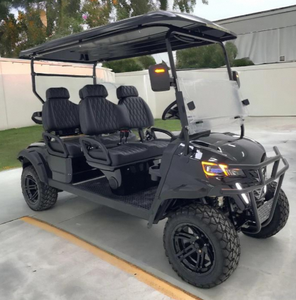 Voiturette de golf électrique 4 places, batterie lithium 72V, double moteur, style moderne, roues tout-terrain noires - Product Image 6