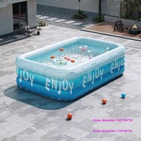 Piscine gonflable en PVC épaissi, grande, pour intérieur et extérieur, à gonflage rapide, capacité de charge de 300 kg, pour adultes, enfants et familles