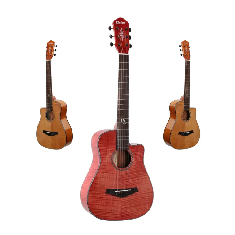 Merek Cina 34 inci permukaan terang 6-string kualitas terbaik kayu solid gitar akustik warna alami pecinta musik pilihan pertama