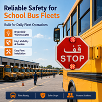 Panneau Stop pour Bus Scolaire à Bras Rétractable Électrique avec Lumière Clignotante LED et Panneau Réfléchissant – Accessoires de Système d'Avertissement de Sécurité Routière