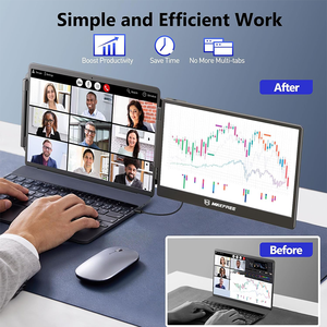 ตัวขยายแล็ปท็อป14 "FHD 1080P IPS จอภาพแบบพกพาลำโพง/ปลั๊กเล่น USB-C ในตัวสำหรับ Windows Mac Chrome <span class=keywords><strong>OS</strong></span> SWITCH PS5 - Product Image 3