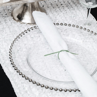 Assiette de service Xiangjin en plastique PS, écologique, durable, moderne, de luxe, avec perles dorées, logo personnalisé, motif personnalisé, pour décoration de mariage et de fête