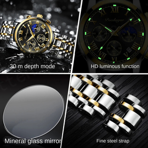 Para POEDAGAR 819 2024, reloj de pulsera informal de cuarzo de marca superior para hombre, reloj deportivo Masculino de lujo, reloj impermeable de acero inoxidable - Product Image 6