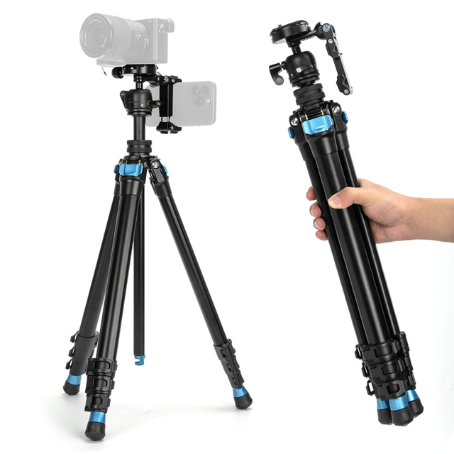 Manizek TP411 Aluminium Lightweight Portable Folding Travel Camera Tripod Compact Design for SLR DSLR Video & Mobile/Phone
