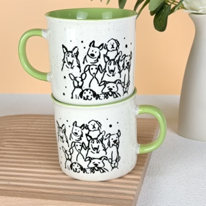 Silk Screen Printed Cute Design 15OZ High Capacity <b>Ceramic</b> Coffee Milk Tea Water Drinkware <b>Mug</b> Home Use Porcelain <b>Mugs</b> - Product Image 3