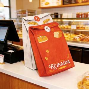 Wholesale Recyclable Greaseproof Food Paper <b>Bag</b> Custom Logo Printed White Brown Kraft Paper with Sticker for Bakery Candy <b>Cookie</b> - Product Image 1