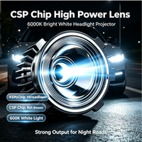 Mini projecteur bi-LED 2,5 pouces 6000K ultra lumineux pour phare de voiture, lentille étanche à double réflecteur pour moto et automobile