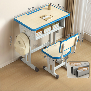 Conjunto de Escritorio y Silla Escolar de Acero Ajustable en Altura, Mesa de Estudio para Estudiantes de Primaria y <span class=keywords><strong>Secundaria</strong></span> - Product Image 3