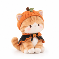 Jouets en peluche chat orange mignons pour Halloween, vente en gros, animaux en peluche personnalisés, chat en peluche avec chapeau citrouille