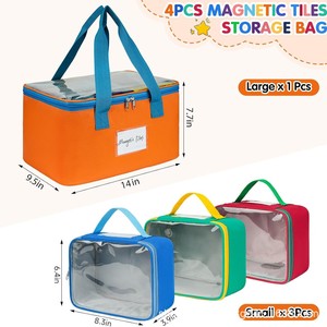Lot de 4 sacs de rangement pour tuiles magnétiques, avec poches en filet et poches porte-étiquettes, pour la cuisine, organisateur de jouets durable pour blocs magnétiques - Product Image 5