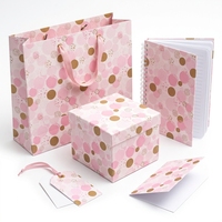 Kit de Embalaje de Regalo de Lujo con Papel de Arte Reciclable con Diseño de Puntos Dulces, Bolsa de Regalo Personalizable, Caja, Juego de Tarjetas de Notas para Diario