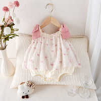 Combinaison en coton à imprimé graphique Angou, marque privée, douce, pour l'été, nouveau-né, nourrisson, tout-petit, débardeur, combinaison pour bébé fille