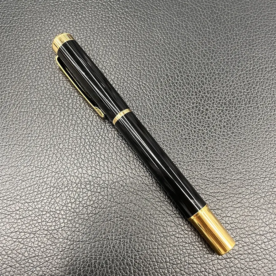 Jiaxiang 002 design premium di lusso regalo di affari colore nero oro cromato calligrafia scrittura metallo penna stilografica